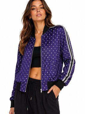 Comme des Garçons Purple Cross Print Zip Bomber Jacket Japan Small